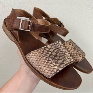 Surface To Air Snake Skin Leather Buckle Sandals Size 39 or 8 1/2